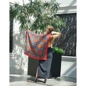 Vintage '70s Vera Neumann Italian Geometric Scarf | Vibrant Primary Tones | Hand